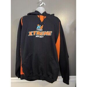 Team Xtreme Hockey Hoodie Mens 3XL Black Orange Game Pullover Sweatshirt